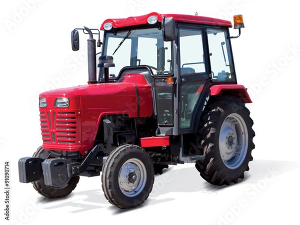 Obraz New red tractor isolated on white background