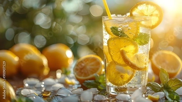 Fototapeta cocktail with lemon