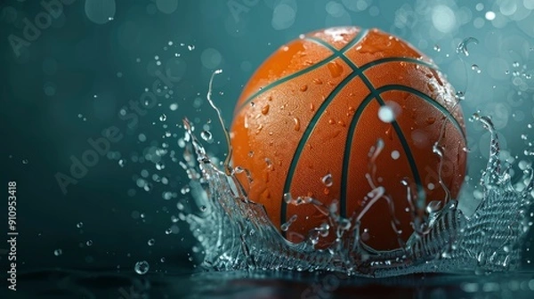 Fototapeta 3D Illustration Of A Basketball Ball Combined With Dynamic Image Effects, Wallpaper Pictures, Background Hd