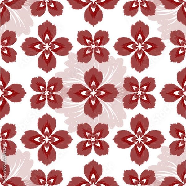 Obraz Red floral damask ikat seamless pattern