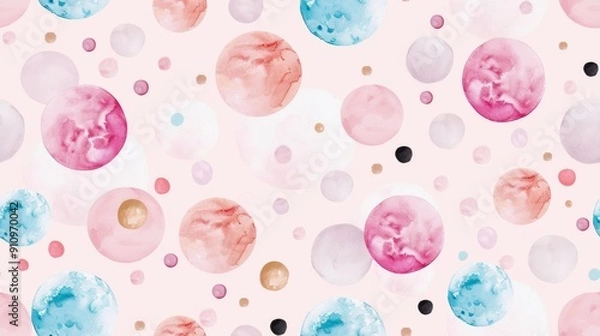 Obraz Abstract geometric shapes in soft pastel tones, creating a seamless watercolor pattern that's elegant and versatile for various design applications.