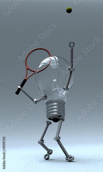 Fototapeta Light bulb play tennis