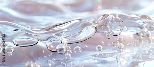 Obraz Close up of a clear cosmetic cream gel with bubbles on a smooth inviting background of a skincare serum ideal for product showcasing with copy space image
