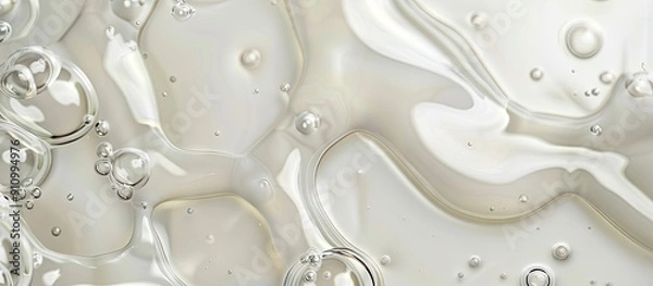 Obraz Close up of a clear cosmetic cream gel with bubbles on a smooth inviting background of a skincare serum ideal for product showcasing with copy space image