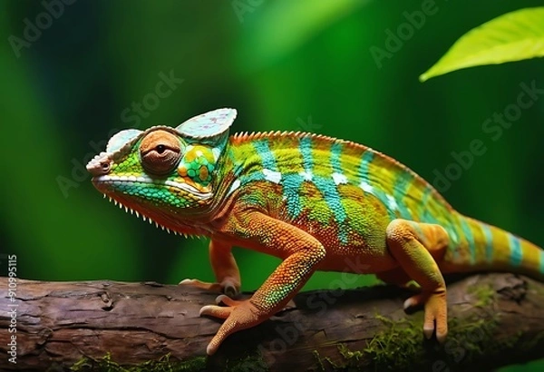 Fototapeta Colorful chameleon into the wild