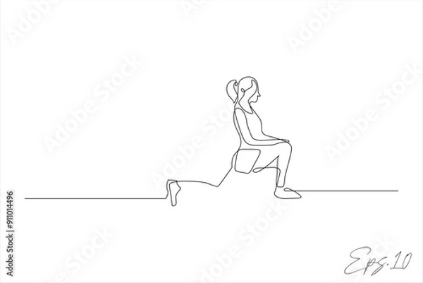 Fototapeta continuous line vector illustration design of woman doing gymnastics