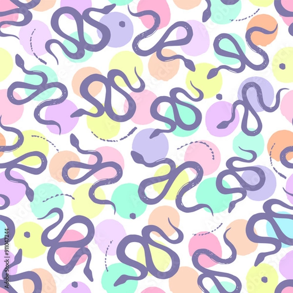 Fototapeta Seamless pattern with snakes.