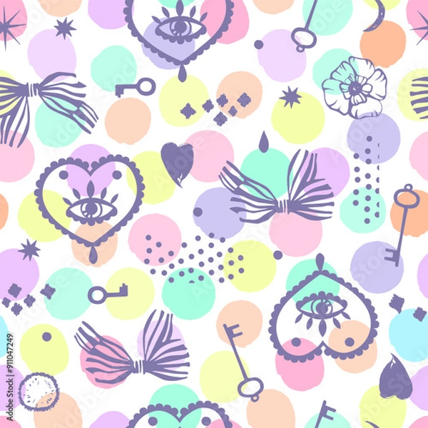 Fototapeta Vector hand drawn doodles seamless pattern.