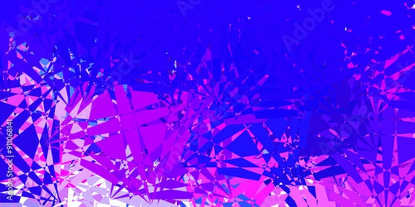 Fototapeta Dark Pink, Blue vector pattern with polygonal shapes.