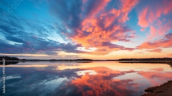 Fototapeta Colorful sunset cloudscape with vibrant hues