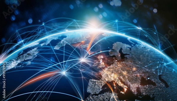 Fototapeta Close-Up of International Relations and Global Connectivity