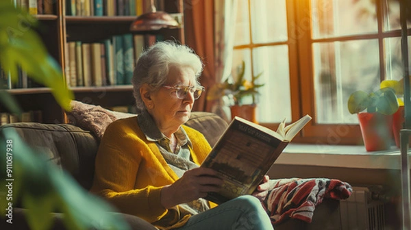 Obraz Elderly woman reading a book