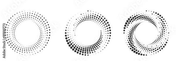 Obraz Set of halftone round dotted frames. Design element for frame, logo, web pages, prints, posters, template.