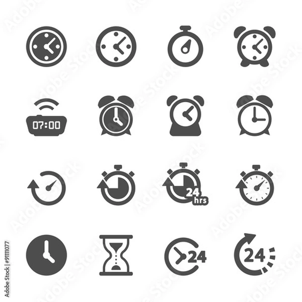 Fototapeta time and clock icon set, vector eps10