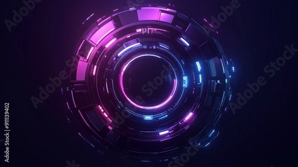 Obraz Cyberpunk style circle security logo element