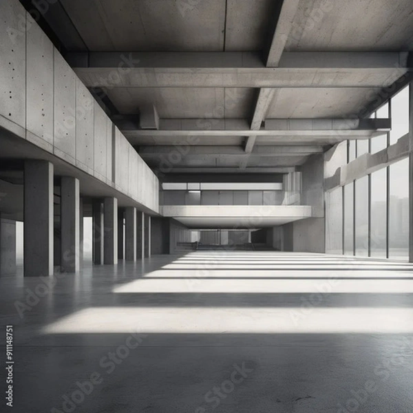 Fototapeta Neo Brutalism: Bold Geometric Shapes and Vibrant Solid Colors in Architectural Design