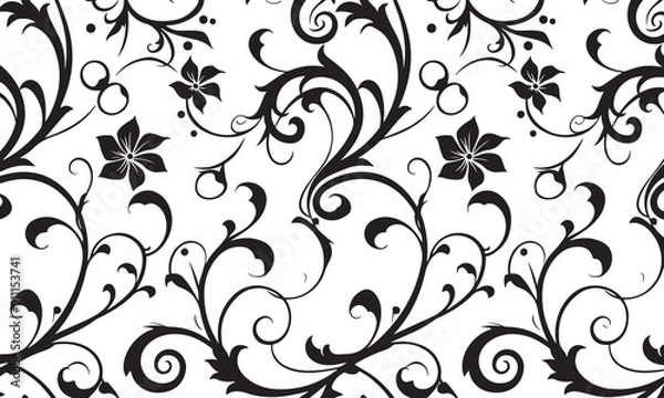 Obraz seamless floral pattern silhouette collection isolated vector
