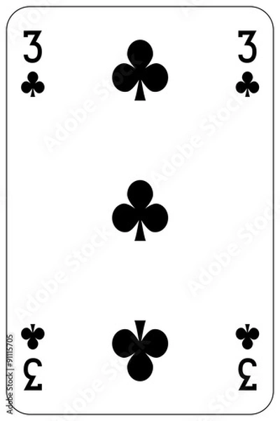 Fototapeta Poker playing card 3 club
