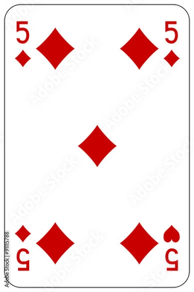 Obraz Poker playing card 5 diamond