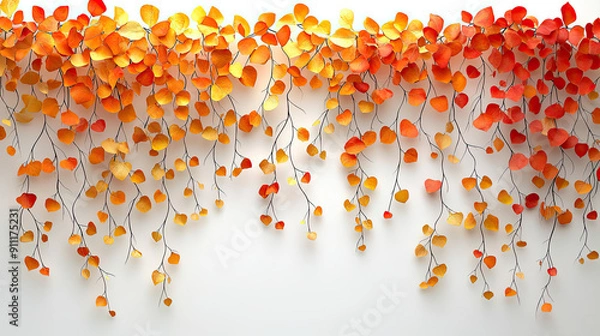 Obraz Elegant colorful with vibrant flower hanging branches illustration background. Bright color 3d abstraction wallpaper for interior mural, Generated by AI	