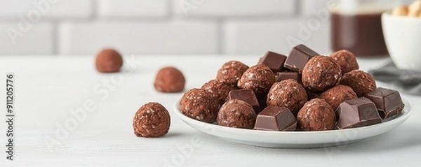 Fototapeta Peanut cluster flat design side view chocolate theme animation Triadic Color Scheme