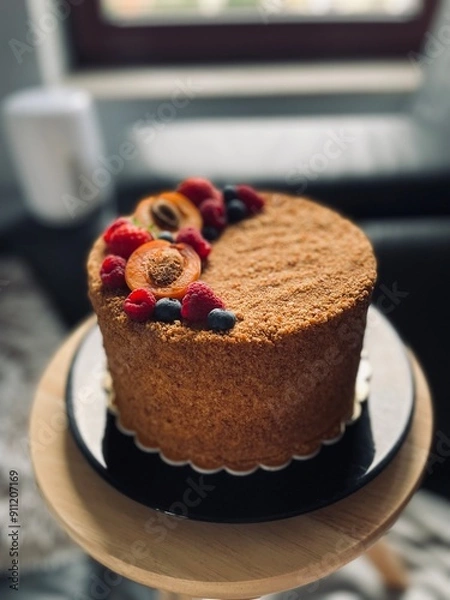 Obraz Sweet cake with fruit