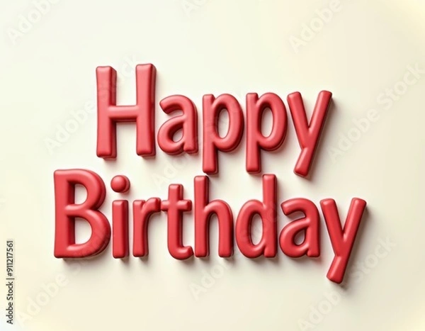Fototapeta Happy Birthday typography, 3D rendered text effect. Celebration, event concept banner design.