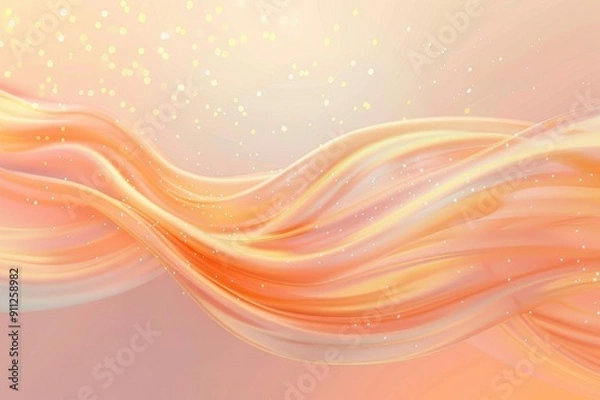 Obraz 波をイメージした柔らかい曲線のグラフィック（壁紙・光沢・きらめき・音楽・ファンタジー・ラグジュアリー）