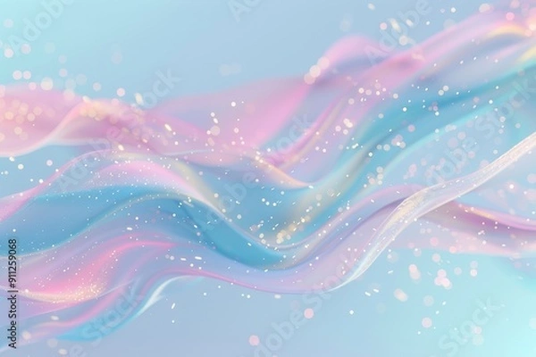 Fototapeta 波をイメージした柔らかい曲線のグラフィック（壁紙・光沢・きらめき・音楽・ファンタジー・ラグジュアリー）
