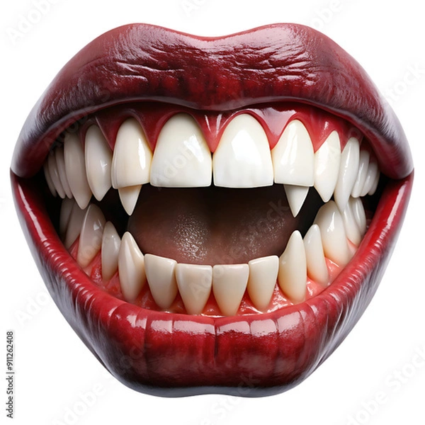 Fototapeta 吸血鬼の牙の図、透明な背景に分離