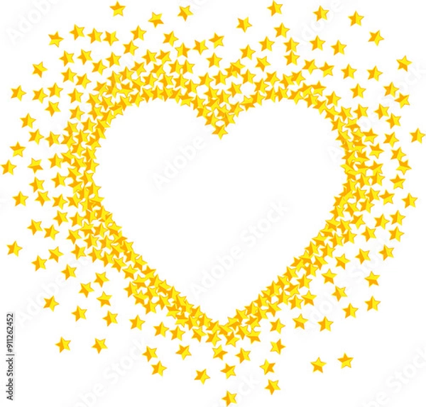 Fototapeta Valentines Day heart with empty frame contour made of many scattering stars vector