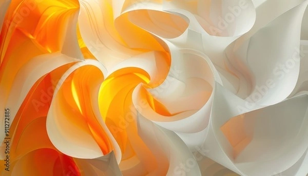 Fototapeta Delicate Swirls of Orange and White Flowing Together in Artistic Serenity