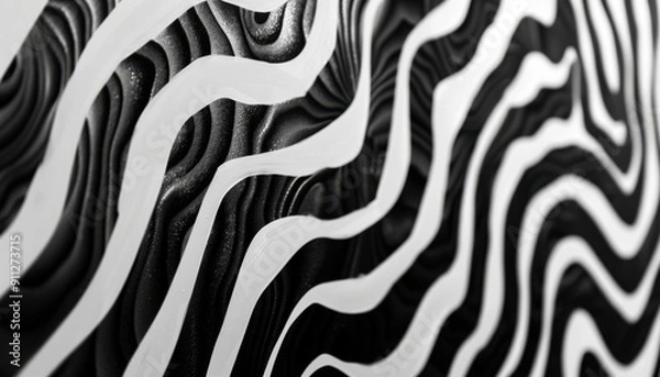 Fototapeta Abstract Black and White Patterns With Flowing Waves Creating Unique Texture and Depth in Art Piece