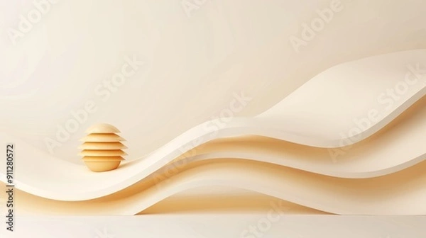 Fototapeta A straightforward beehive, plain design, 2D vector art, minimalist approach, soft neutral tones