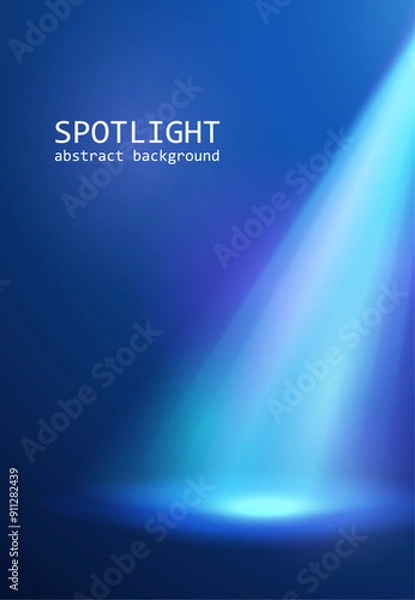 Obraz Blue Spotlight with rays on stage for your design. Colorful light.