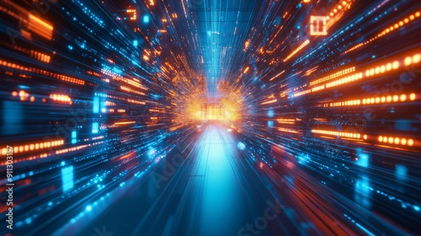 Fototapeta Futuristic Background Data Transfer Technology Concept Futuristic Cyberspace Background