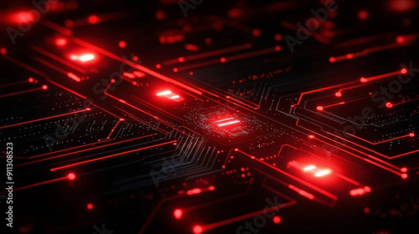 Fototapeta Red Circuit Board