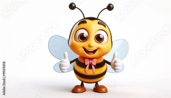Fototapeta 3D funny happy bee cartoon