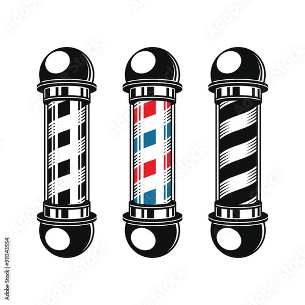Fototapeta Bbarbershop Lamp Logo Set on White Background. Vector
