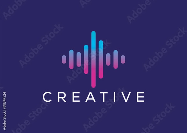Fototapeta Minimal and professional microphone wave logo design template
