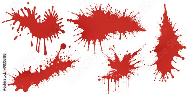 Obraz Blood Splatter, Drops,, Stain On Transparent Background
