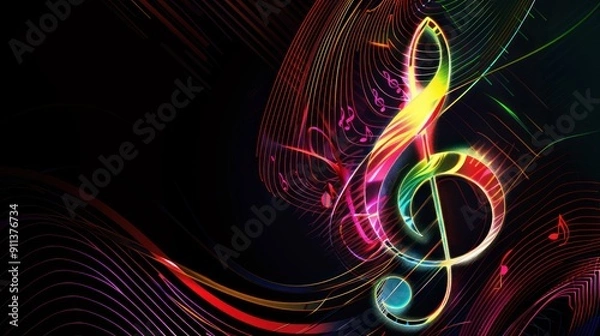 Obraz Neon Music Note Symphony