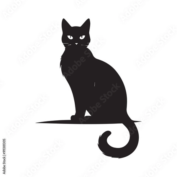 Fototapeta Cat silhouette against a white background. Ideal for pet themed design