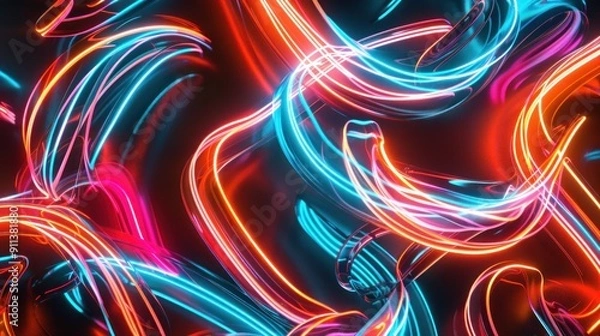 Obraz Abstract Neon Light Swirls