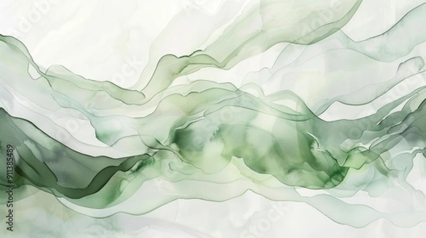 Obraz Abstract Green Ink Swirls
