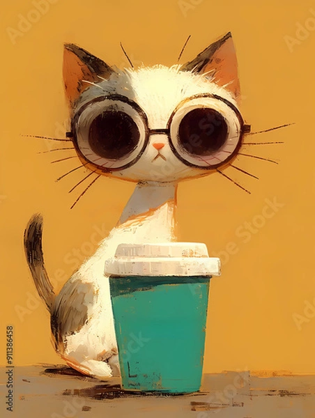 Fototapeta cat and coffee