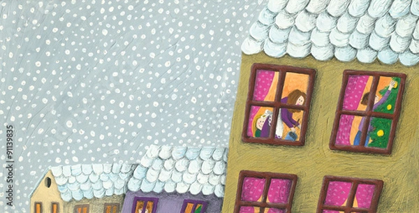 Obraz Preparing for Christmas seen through a window