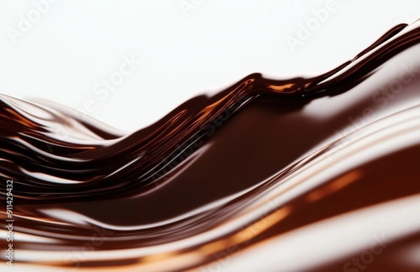 Fototapeta high resolution of chocolate liquid, close up, white background