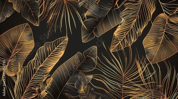 Obraz gold leaf outline on black background