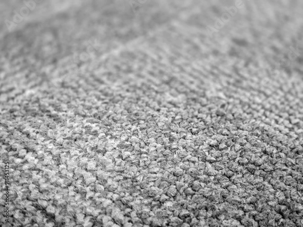 Fototapeta Cloth abstract pattern close view, textile abstract background. Black and white monochrome grayscale photo